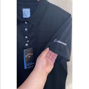 Black polo golf shirt